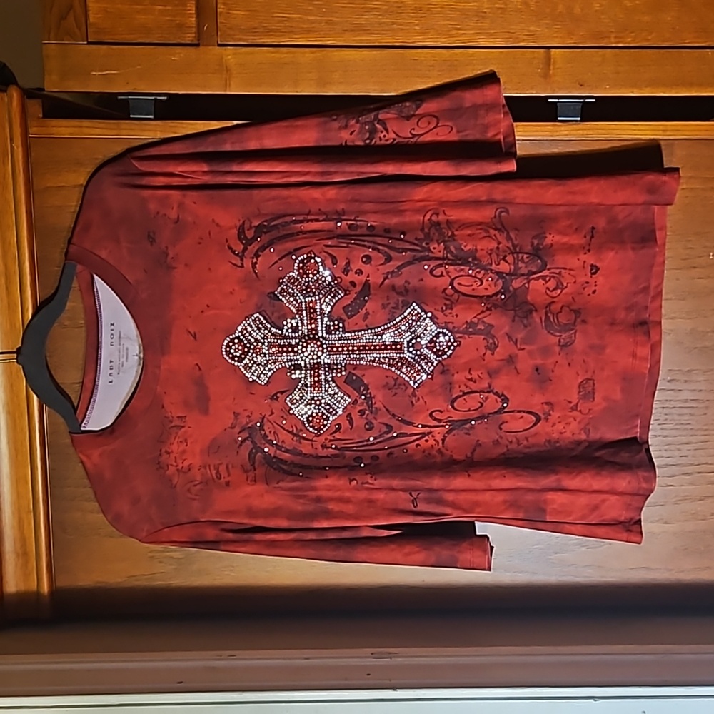 Western shirt large red with cross